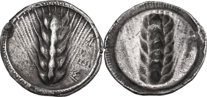 Greek Italy. Southern Lucania, Metapontum. AR Nomos, c. 510-470 BC. Obv. Ear of ...