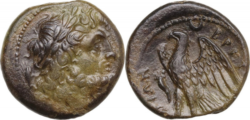 Greek Italy. Bruttium, Brettii. AE Unit, c. 214-211 BC. Obv. Laureate head of Ze...