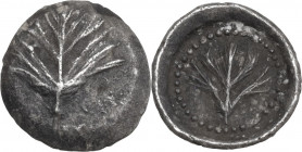Sicily. Selinos. AR Obol, c. 515-470 BC. Obv. Selinon leaf. Rev. Selinon leaf within beaded circular border. HGC 2 1217 (trihemiobol); Arnold-Biucchi ...