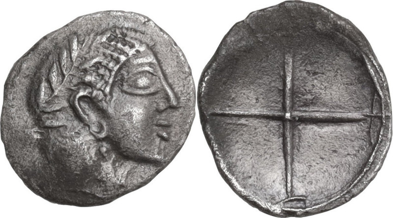 Sicily. Syracuse. Second Democracy. AR Litra, c. 470-460 BC. Obv. Laureate head ...