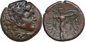 Sicily. Syracuse. Pyrrhos (278-276 BC). AE 22.5 mm. Obv. Head of Herakles right, wearing lion’s skin headdress. Rev. ΣYPAKO - ΣIΩN. Athena Promachos a...