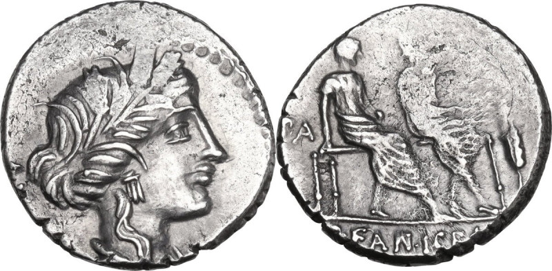 M. Fannius and L. Critonius. AR Denarius, 86 BC. Obv. Draped bust of Ceres right...