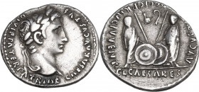 Augustus (27 BC - 14 AD). AR Denarius, Lugdunum mint, c. 2 BC-4 AD. Obv. CAESAR AVGVSTVS DIVI F PATER PATRIAE. Laureate bust right. Rev. AVGVSTI F COS...