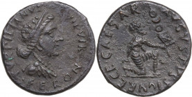 Augustus (27 BC - 14 AD) . AR Denarius, P. Petronius Turpilianus, moneyer, Rome mint. Obv. TVRPILIANVS III VIR / FERON. Diademed and draped bust of Fe...