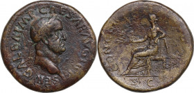 Galba (68-69). AE Sestertius, Rome mint, c. October 68 AD. Obv. SER GALBA IMP CAESAR AVG TR P. Laureate head right. Rev. CONCORD AVG SC. Concordia sea...