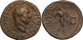 Vitellius (69 AD). AE Sestertius, Rome mint. Obv. A VITELLIVS GERM IMP AVG PM TR P. Laureate head right. Rev. S-C. Mars advancing right, holding spear...