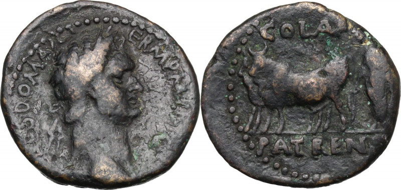 Domitian (81-96). AE Assarion. Patrae mint (Achaea). Obv. CAES DOM AVG GERM P M ...