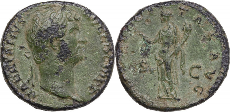 Hadrian (117-138). AE As, 134-138. Obv. HADRIANVS AVG COS III PP. Laureate head ...