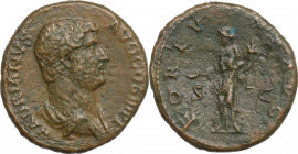 Hadrian (117-138). AE As, 134-138. Obv. HADRIANVS AVG COS III PP. Draped and cuirassed bust right, head bare. Rev. FORTVNA AVG S C. Fortuna standing l...