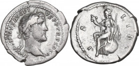 Antoninus Pius (138-161). AR Denarius, 141-143. Obv. ANTONINVS AVG PIVS PP TR P COS III. Laureate bust right. Rev. ITALIA. Italia seated left on globe...