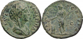 Diva Faustina I (died 141 AD). AE As. Consecration issue. Rome mint. Struck under Antoninus Pius, c. 146-161. Obv. DIVA FAVSTINA. Veiled and draped bu...