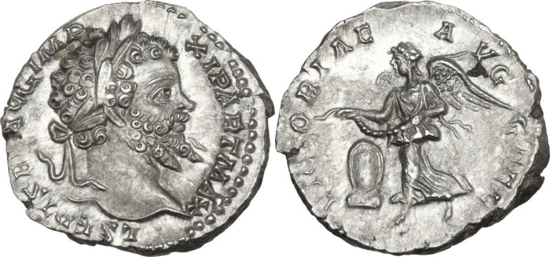 Septimius Severus (193-211). AR Denarius. Rome mint, 199-200. Obv. L SEPT SEV AV...