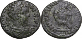 Septimius Severus (193-211). AE 26 mm. Marcianopolis mint, Moesia Inferior. Obv. AVK Λ CEΠ CEVHPOC. Laureate, draped and cuirassed bust right. Rev. V+...