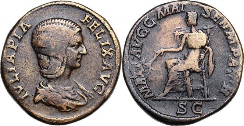 Julia Domna, wife of Septimius Severus (died 217 AD). AE Sestertius. Struck unde...