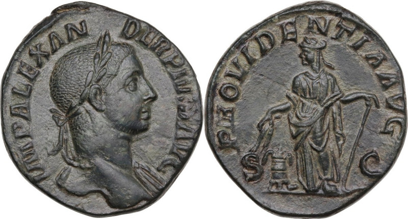 Severus Alexander (222-235). AE Sestertius. Obv. IMP ALEXANDER PIVS AVG. Laureat...