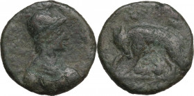 Ostrogothic Italy, Athalaric (526-534). AE 20 Nummi. Rome mint. Obv. [INVICTA ROMA] Helmeted and cuirassed bust of Roma right. Rev. She-wolf standing ...