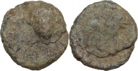Ostrogothic Italy, Baduila (541-552). AE Nummus (or 2 1/2 Nummi). Pseudo-Imperial Coinage. In the name of Anastasius, 549/550-552. Rome mint. Obv. [ ]...
