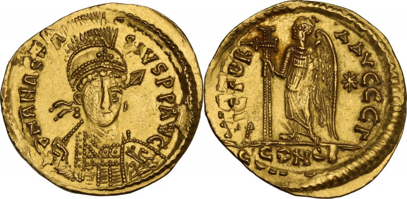 Anastasius I (491-518). AV Solidus, Constantinople mint, c. 492-507 AD. Obv. DN ...