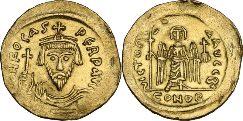 Phocas (602-610). AV Solidus. Constantinople mint, 2nd officina. Struck 603-607....