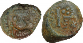 Heraclius (610-641). AE Decanummium. Catania mint. Dated RY 13 (622/3). Obv. Crowned, draped, and cuirassed bust facing, holding globus cruciger. Rev....