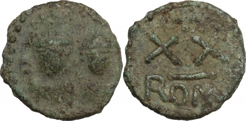 Heraclius, with Heraclius Constantine (610-641). AE Half Follis. Rome mint. Obv....