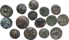 Greek World. Multiple lot of fifteen (15) unclassified AE coins. AE.