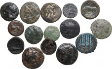 Greek World. Multiple lot of fifteen (15) unclassified AE coins. AE.