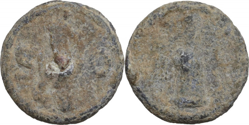 Leads from Ancient World. PB Tessera. Obv. C- S flanking Fortuna standing left, ...