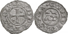 Brindisi. Enrico VI di Svevia (1191-1196). Mezzo denaro. Sp. 31; Travaini 1993 7a; D'Andrea 49. MI. 0.33 g. 12.00 mm. RR. BB.