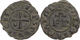 Brindisi. Federico II di Svevia (1197-1250). Denaro con FR. Sp. 144; Travaini 1993 45; D'Andrea 181. MI. 0.87 g. 17.50 mm. Bel BB.