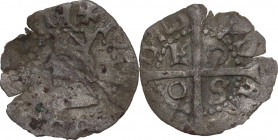 Cagliari. Giovanni II di Portogallo (1481-1495). Reale minuto. MIR (Piem. Sard. Lig. Cors.) 15; Piras 1996 88. MI. 0.48 g. 15.50 mm. NC. Tondello ondu...