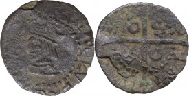 Cagliari. Carlo V d'Asburgo (1516-1556). Cagliarese. MIR (Piem. Sard. Lig. Cors.) 36; Piras 1996 109. MI. 0.57 g. 15.00 mm. R. Sfaldatura del metallo ...