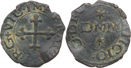 Desana. Agostino Tizzone (1559-1582). Quattrino 1581. CNI 9/10; MIR (Piem. Sard. Lig. Cors.) 483. MI. 0.65 g. 15.00 mm. R. BB+.