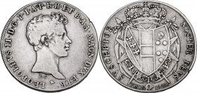 Firenze. Leopoldo II di Lorena (1824-1859). Mezzo francescone 1828. CNI 21; Gal. VIII, 2; MIR (Firenze) 450/2. AG. 13.46 g. 26.00 mm. R. qBB.
