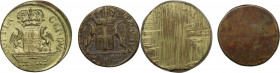 Genova. Peso per le 48 e 24 Lire, prima metà del XIX sec. Ottone. 26.50 mm. 12.60 e 6.28 gr.