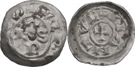 Mantova. Anonime Vescovili (c. 1150-1256). Denaro scodellato. CNI 2/4; MIR (Lombardia, zecche) 361. MI. 0.66 g. 15.50 mm. NC. BB.