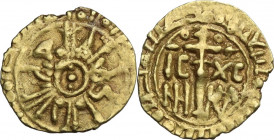 Messina. Ruggero II (1105-1154). Tarì. Sp. 67; Travaini 1993 222; D'Andrea 237. AU. 0.60 g. 12.00 mm. Bel BB.