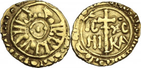 Messina. Ruggero II (1105-1154). Multiplo di tarì. Sp. 68; Travaini 1993 223; D'Andrea 238. AU. 1.17 g. 13.50 mm. BB+.