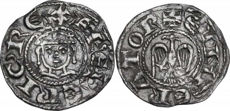 Messina. Enrico VI di Svevia (1194-1197) col figlio Federico. Denaro. Sp. 32 var...