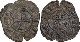 Messina. Federico II di Svevia (1197-1250). Denaro 1225. Sp. 112; Travaini 1993 26; D'Andrea 119. MI. 0.77 g. 19.00 mm. R. Tondello leggermente ondula...