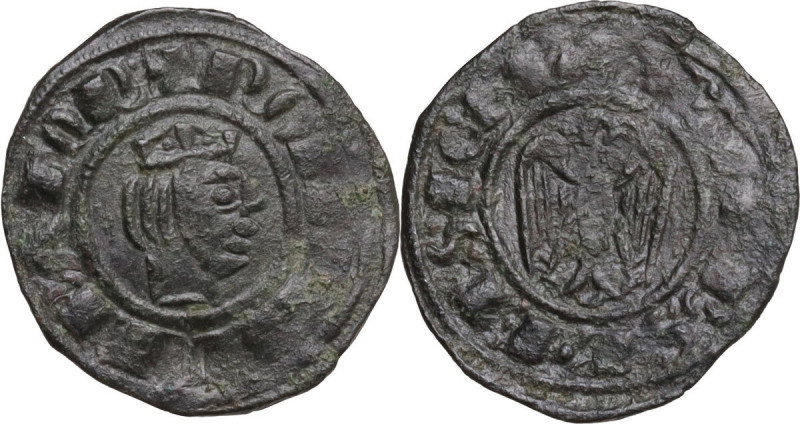 Messina o Brindisi. Federico II di Svevia (1197-1250). Mezzo denaro c. 1243. Sp....