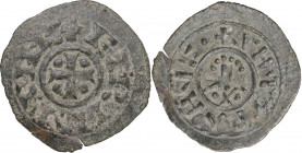 Venezia. Enrico IV o V di Franconia (1056-1125). Denaro scodellato. CNI tav. I, 13. ; Paol. 1. MI. 0.36 g. 16.50 mm. RR. Piccolo pezzo reincollato (?)...