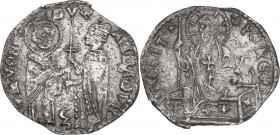 Venezia. Andrea Dandolo (1343-1354). Mezzanino di nuovo tipo. CNI tav. III, 14; Paol. 3. AG. 0.66 g. 16.50 mm. Porosità, altrimenti. BB.