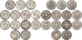 Vittorio Emanuele II, Re d'Italia (1861-1878). Lotto di tredici (13) monete da 5 lire (1869, 1872 (4), 1874 (2), 1875, 1876, 1877 (2), 1879 (2) ). Due...