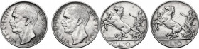 Vittorio Emanuele III (1900-1943). Lotto di due (2) monete: 10 lire 1927 con una e due rosette. Pag. 692,692a; Mont. 89,90. AG. 27.00 mm. R.