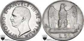 Vittorio Emanuele III (1900-1943). 5 Lire 1926. Pag. 709; Mont. 116. AG. 5.00 g. 22.00 mm. Grading CCG MS 60.