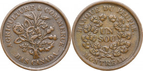 Canada. Lower Canada. Montreal. Agriculture & Commerce. Token nd (c. 1830) Banque du Peuple. AE. 8.76 g. 27.50 mm. VF+.
