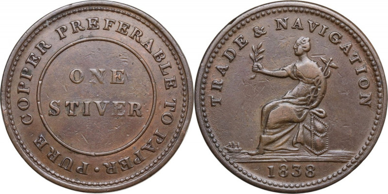 Canada. Nova Scotia. One stiver penny token 1838 PURE COPPER PREFERABLE TO PAPER...