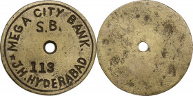 India. Mega City Bank. Token, Hyderabad, XIX century. Brass. 19.26 g. 38.00 mm.