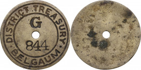 India. District treasury. Token, Belgaum, XIX century. Brass. 13.41 g. 37.00 mm.